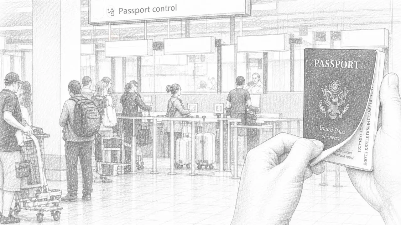 Voyageurs à une porte de départ d'aéroport