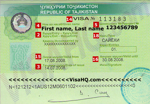 Visa Tadjikistan